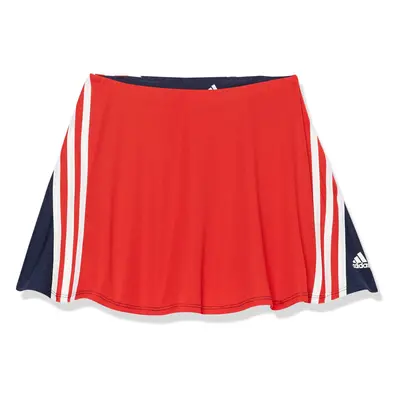 adidas Girls' 3-Stripe Flounce Knit Skorts Tennis Skirt Vivid Red