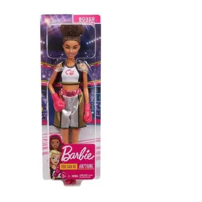 Barbie Boxer Brunette Doll: Metallic Shorts & Pink Gloves Ages 3+