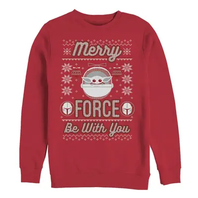 Star Wars Mandalorian Merry Force Child Mens Pullover Crew Fleece Red XXLarge