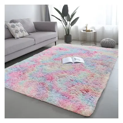 (Rainbow, 200cm x 290cm (6ft 8" x 9ft 7")) Non Slip Rugs Shaggy Fluffy Rugs Runners & Bath Door 