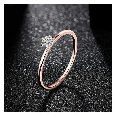 (as the picture, 6.5) 18k Rose Gold Plated Ring For Women .2ct Test Past D Moissanite Diamond So