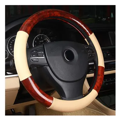 (COLOR 3) Newest Universal Deluxe Burl Wood Hyper-Flex Core Steering Wheel Cover