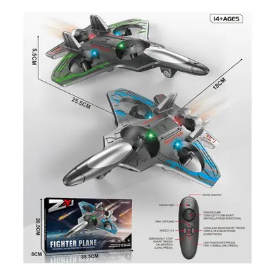 (Green Upgraded) 2.4G Remote Control Fighter With LED Colorful Lights Electric Foam Glider Stunt