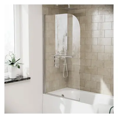 Denver Frameless Bath Shower Screen with Glass Swing Door & Towel Bar