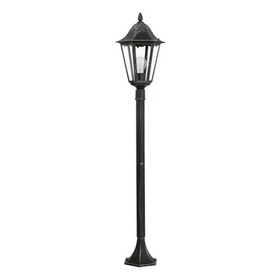 IP44 Outdoor Bollard Light Black & Silver Lantern 1200mm Tall Post 60W E27