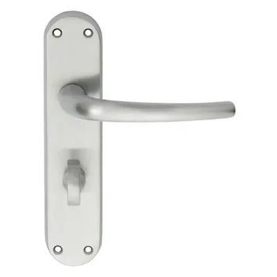 PAIR Slim Round Bar Lever on Shaped Bathroom Backplate x 40mm Satin Chrome