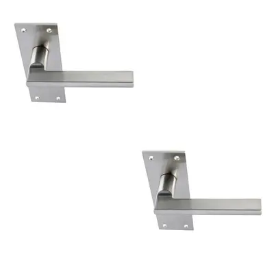 2x PAIR Straight Bar Handle on Slim Latch Backplate x 50mm Satin Nickel