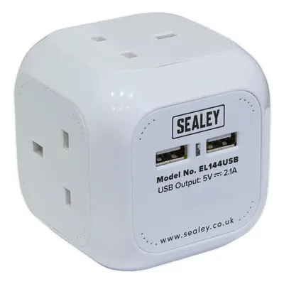 1.4m Space Saving Extension Cable Cube - x 230V Sockets - x USB Sockets