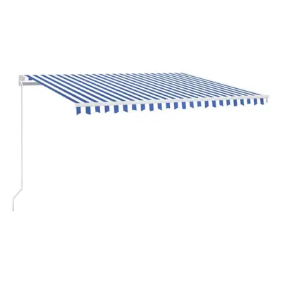 vidaXL Manual Retractable Awning with LED 400x300 cm Blue and White Shelter