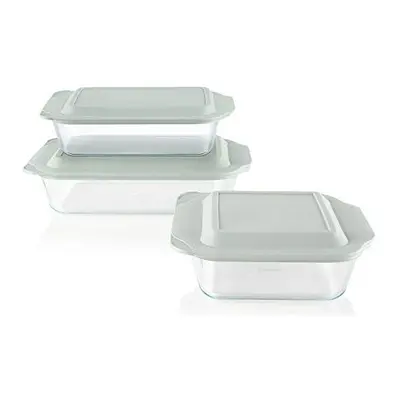 Pyrex Deep Baking Dish Set (6-Piece, BPA-Free Lids)