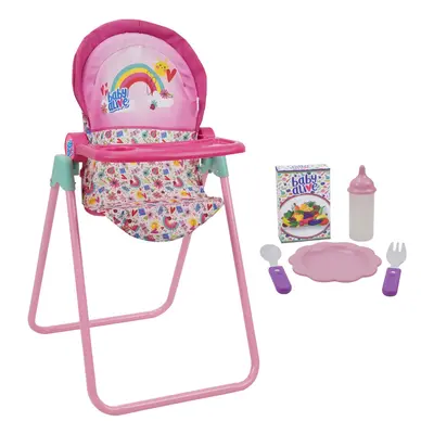 Baby Alive Crew Doll High Chair Set Pink & Rainbow Pieces Fits Dolls Up to Highchair w/Front Fee