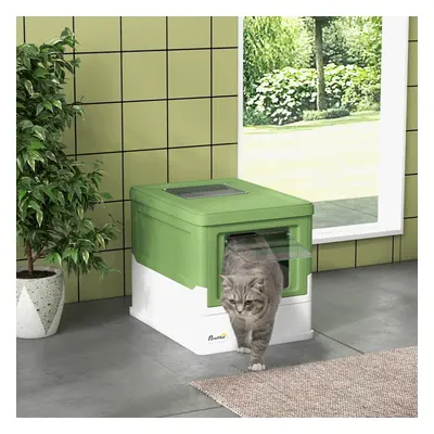 PawHut Hooded Cat Litter Box, Pet Toilet w/ Scoop, Tray - Light Green