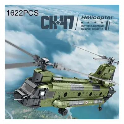 (as the picture) 1622pcs Ch-47 Chinook Transport Plane Building Blocks Military Armed Helicopter