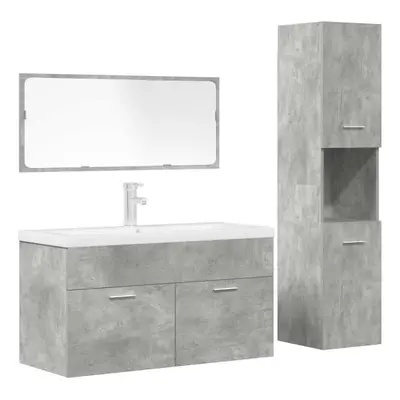 (concrete grey, x 38.5 x cm) vidaXL Piece Bathroom Furniture Set Concrete Grey Engineered Wood