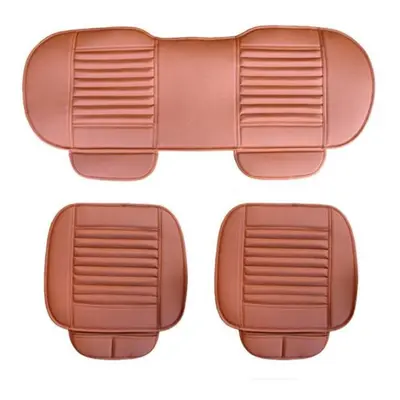 (orange, 2*Front and 1*Rear) Universal Breathable Faux Front Rear Leather Car Cover Seat Pad Mat