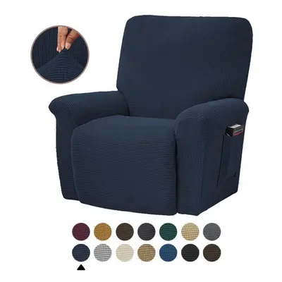 (navy blue, 4PCS) Fashion Recliner Sofa Covers Elastic Armchair Sofa Cover Stretch Soft Couch Co