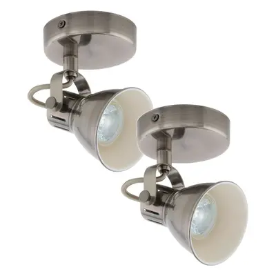 2 PACK Wall Spot Light Colour Nickel Antique Creme Shade GU10 3.3W Included