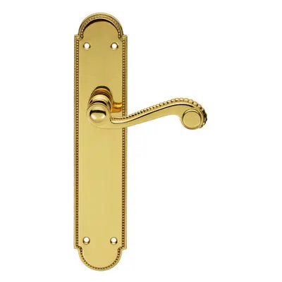 PAIR Beaded Pattern Handle on Latch Backplate x 50mm Polished Brass