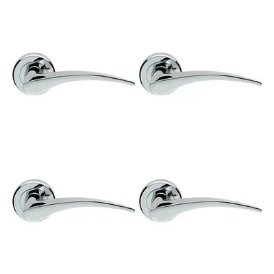 4x PAIR Arched Tapered Handle on Round Rose Concealed Fix Polished Chrome