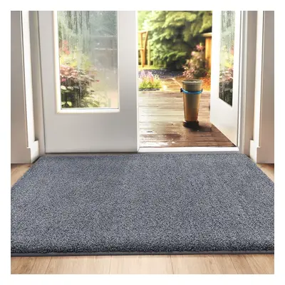 (80 x cm, Blue Mixed Black) Indoor and outdoor non-slip barrier mat, super absorbent entrance ca