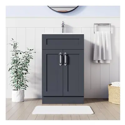 (Grey, Crawle) BELOFAY Floor Standing Bathroom Vanity Unit With Basin - Laquered Cloakroom Vanit