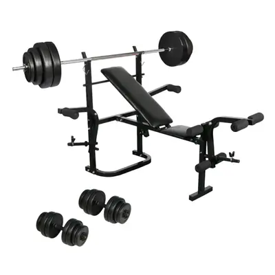 vidaXL Folding Weight Bench Dumbbell Barbell Set Home Gym Training Strength