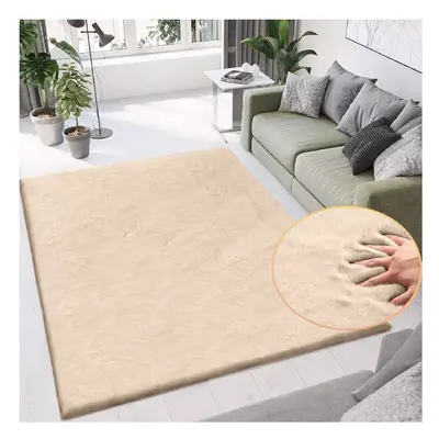 (200 x cm (6ft 6in x 9ft 5in)- Extra Large Rugs Bedroom Living Room Indoor Outdoor Rug, Cream) M