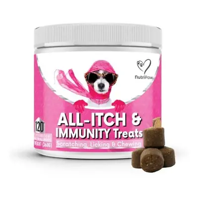 NutriPaw All-Itch Immunity Treats For Dogs - Soothe Itchy Paws, Eyes, Ears, Skin - Stop Itching,