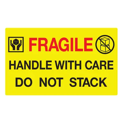 Jumbo Fluorescent Yellow ""Fragile Handle with Care Do Not Stack"" Pallet Labels Labels Per Roll