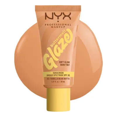 NYX PROFESSIONAL MAKEUP Buttermelt Glaze Soft Glow Skin Tint + SPF 30, Up To 12HR Wear, Vanilla 