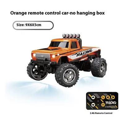 (orange) 1:64 Speed Mini Off-Road Remote Control Car Alloy Cool Lighting Shock Absorption Childr