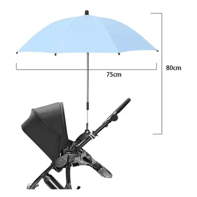 (Light Blue-75cm) UV Protection Baby Stroller Umbrella With Clamp Universal Sunscree Rainproof S