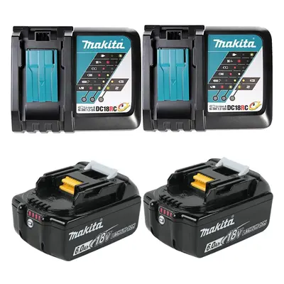 Makita BL1860 18v 2x LXT 6.0ah Lithium Batteries + DC18RC Dual Pack Fast Charger