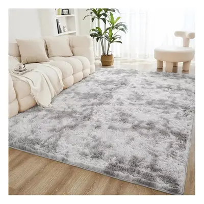 (SILVER GREY, 160cm x 230cm (5ft 4" x 7ft 8")) Non-Slip Rugs Shaggy Fluffy Living Room Carpet Ma