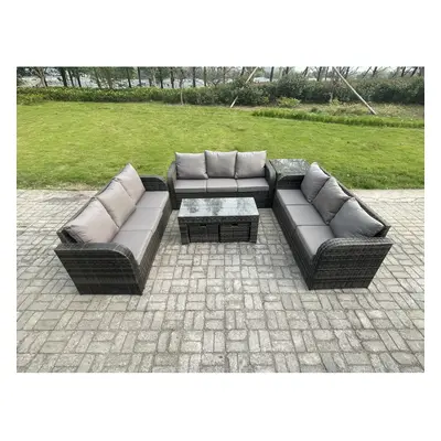 Fimous Seater Outdoor Lounge Sofa Set Rattan Garden Furniture Set with Rectangular Coffee Table 