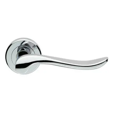 PAIR Scroll Shaped Lever Handle on Round Rose Concealed Fix Polished Chrome