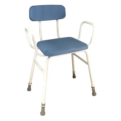 Perching Stool with Arms - Padded Backrest - 650mm Height - Wipe Clean Seat