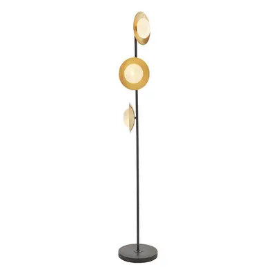 1560mm Freestanding Floor Lamp Light - Gold & Bronze Dish Design - Opal Glass