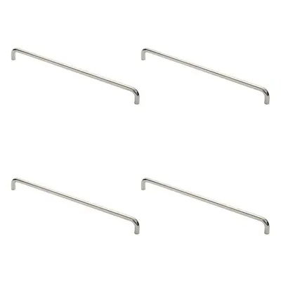 4x Round D Bar Pull Handle x 19mm 600mm Fixing Centres Bright Steel