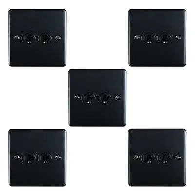 5 PACK Gang Double Retro Toggle Light Switch MATT BLACK 10A Way Plate