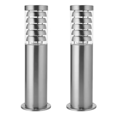 2 PACK Outdoor Garden Bollard Light Stainless Steel Outside Path LED Lamp Post