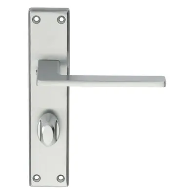 Flat Straight Lever on Bathroom Backplate Handle x 40mm Satin Chrome