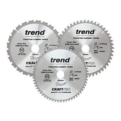 Trend Craft Pro; 216mm; Ripping Circular Sawblade - CSB/CC216/3PK; Diameter 216mm; Bore 23mm; Te