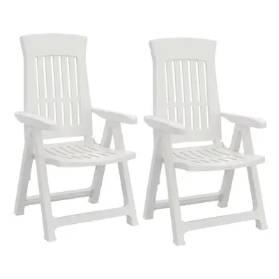 (White 2) Outdoor Foldable Plastic Garden Chair Patio Furniture With Adjustable Back