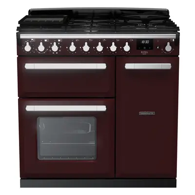 Rangemaster Estel Deluxe ESDL90DFPBOR/CM1 90cm Dual Fuel Range Cooker - Bordeaux / Chrome - A/A 