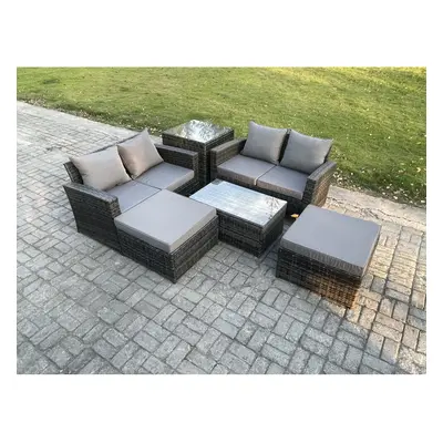 Fimous Outdoor Rattan Garden Furniture Set Seater Patio Lounge Sofa Set with Side Table Coffee T