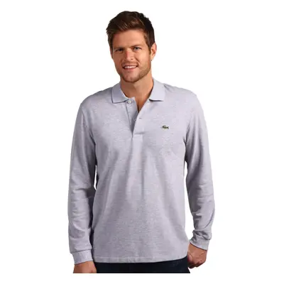 Lacoste men's Classic Long Sleeve Pique Polo Shirt Silver Heathered