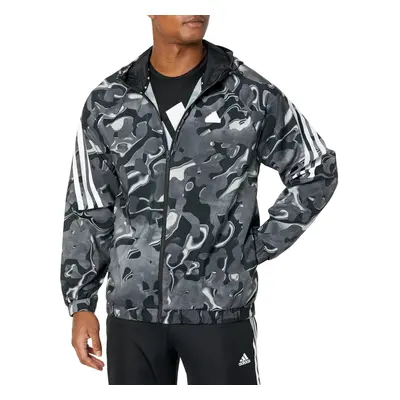 adidas Men's Future Icon All Over Printed Full-Zip Hoodie White/Black