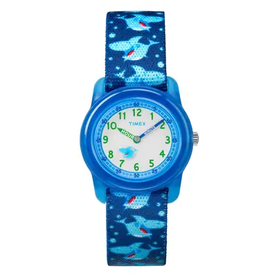 Timex Boys TW7C13500 Time Machines Blue Sharks Elastic Fabric Strap Wa