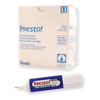 Pentel Presto! Jumbo Correction Pen Fine Point Metal Tip Box of